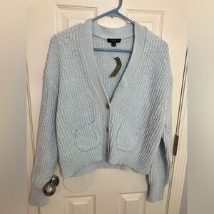 NWT J. Crew Light Blue Knit Cardigan patch-pocket size M